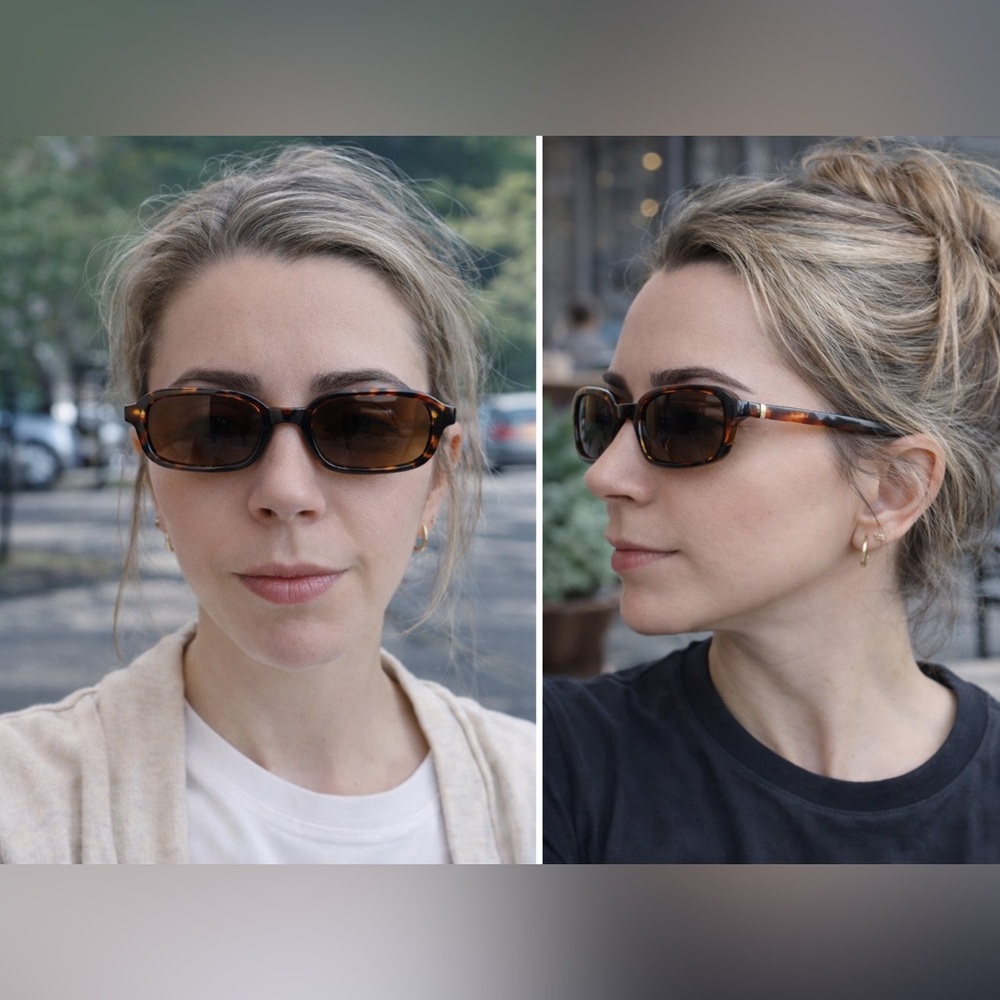 #7 Tortoiseshell Rectangle Sunglasses – Brown Lenses, Retro Fit